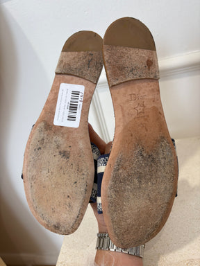 Dior Blue and White Toile De Jouy Slides, 39