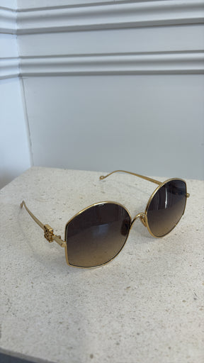 Loewe Metal Round Frame Sunglasses Gold Tone