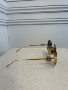 Loewe Metal Round Frame Sunglasses Gold Tone