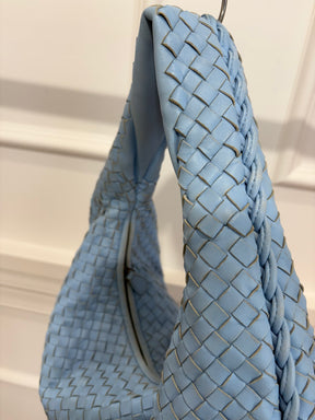 Bottega Veneta Pale Blue Intrecciato Leather Shoulder Hobo Bag