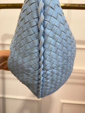 Bottega Veneta Pale Blue Intrecciato Leather Shoulder Hobo Bag