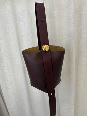 Loewe Pebble Embellished Leather Bucket Bag Burgundy, Medium