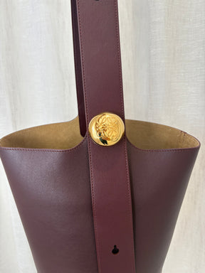 Loewe Pebble Embellished Leather Bucket Bag Burgundy, Medium