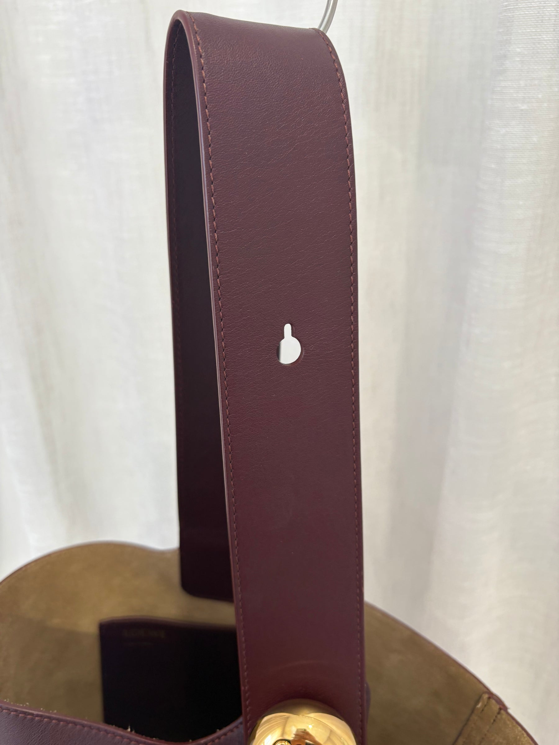 Loewe Pebble Embellished Leather Bucket Bag Burgundy, Medium