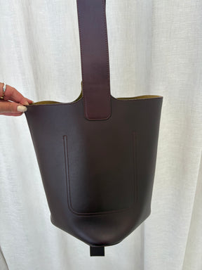 Loewe Pebble Embellished Leather Bucket Bag Burgundy, Medium