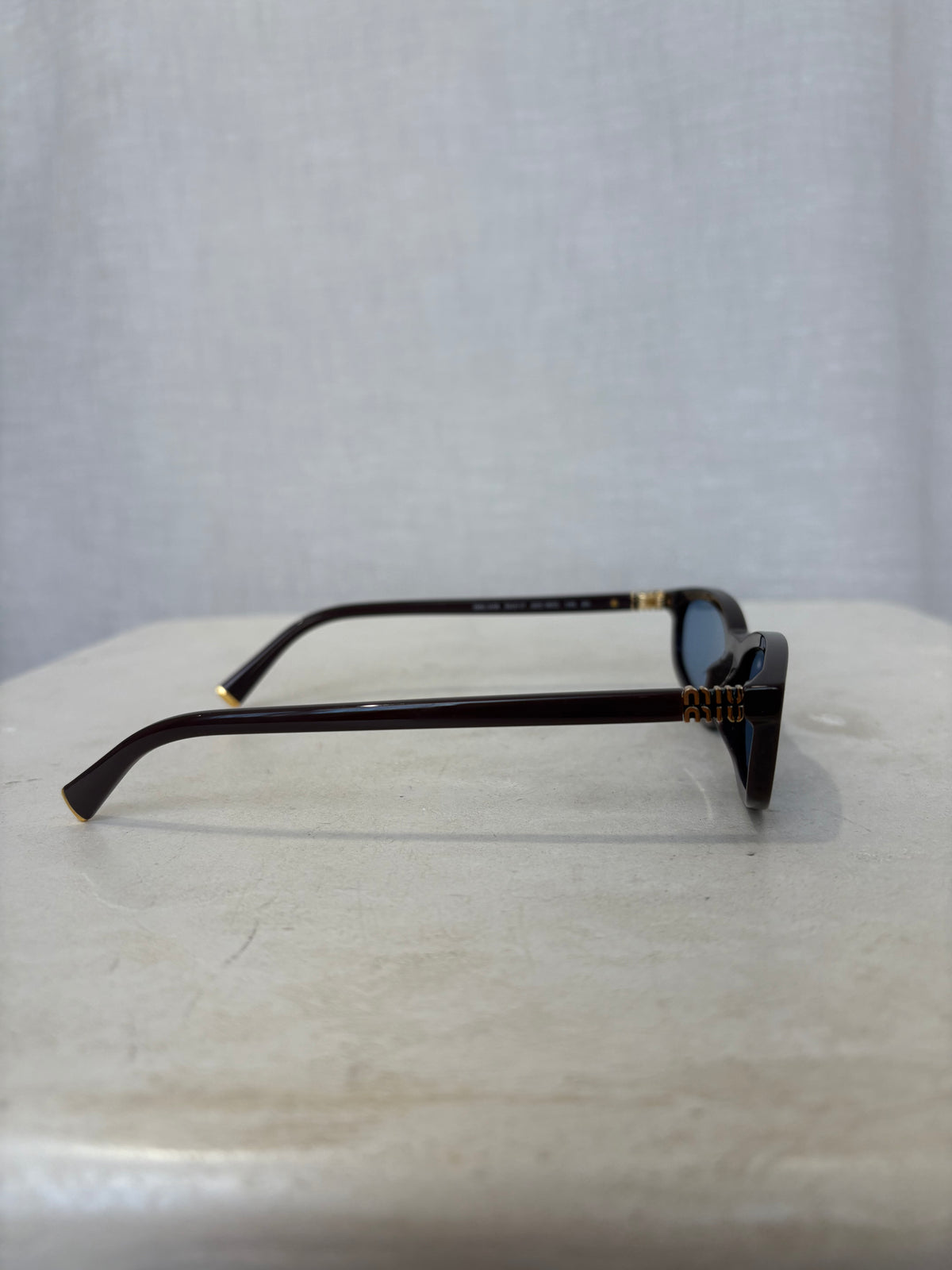 Miu Miu Dark Taupe Rectangular Logo Sunglasses