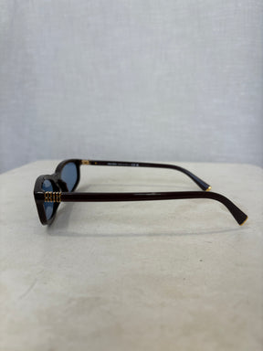 Miu Miu Dark Taupe Rectangular Logo Sunglasses