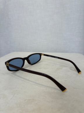 Miu Miu Dark Taupe Rectangular Logo Sunglasses