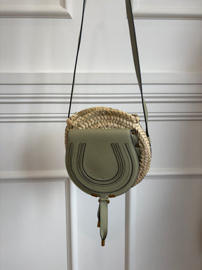 Chloé Raffia and Sage Leather Macie Bag