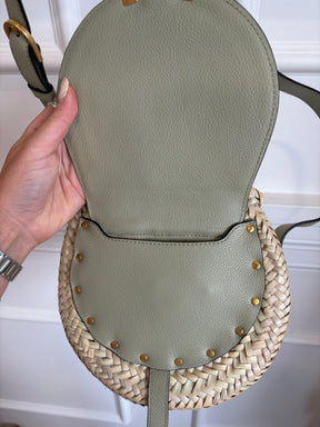 Chloé Raffia and Sage Leather Macie Bag
