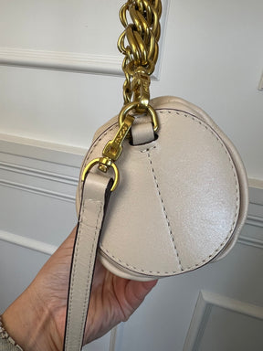 Manu Atelier Cream Leather Mini Cylinder Shoulder Bag