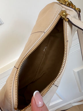 Manu Atelier Cream Leather Mini Cylinder Shoulder Bag