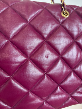 Salvatore Ferragamo Plum Quilted Leather Shoulder Tote