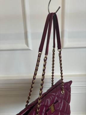 Salvatore Ferragamo Plum Quilted Leather Shoulder Tote