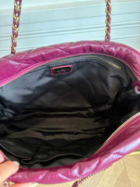 Salvatore Ferragamo Plum Quilted Leather Shoulder Tote