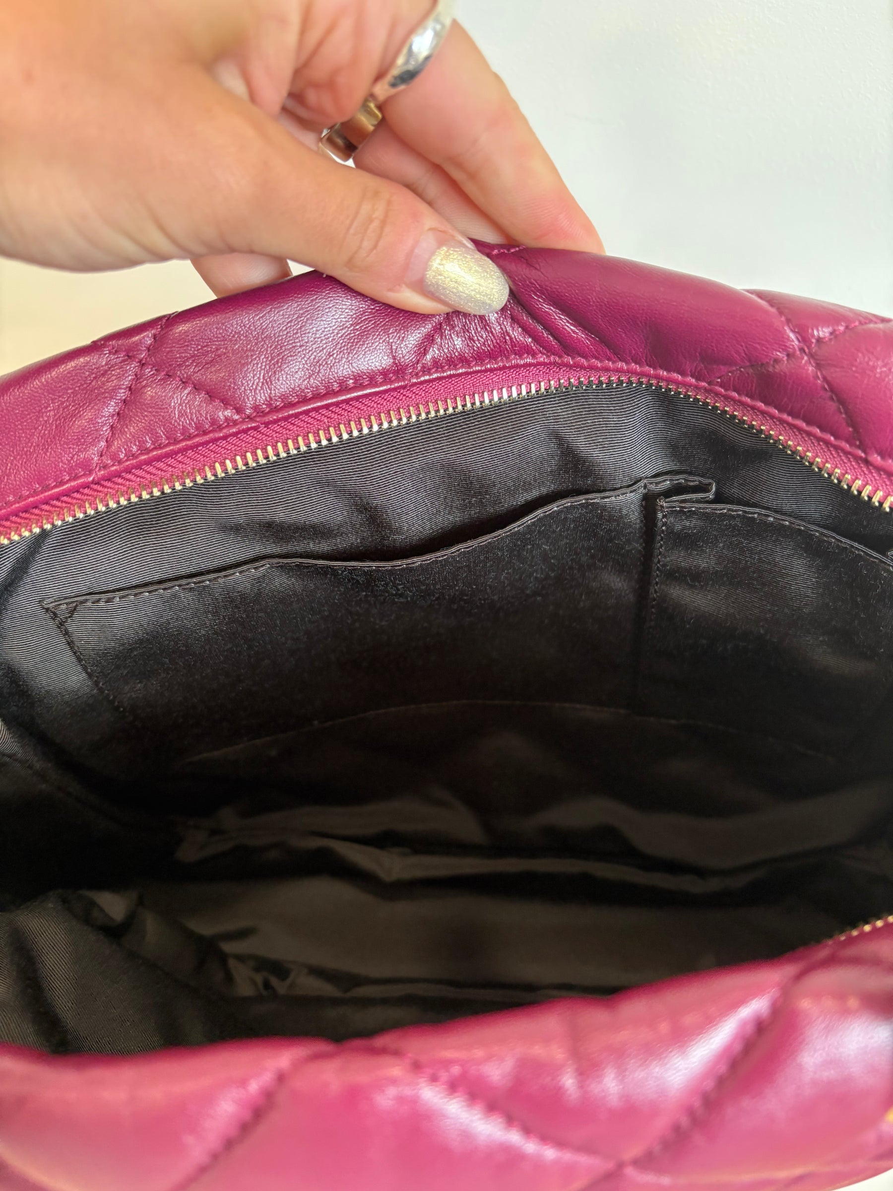 Salvatore Ferragamo Plum Quilted Leather Shoulder Tote