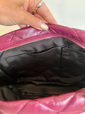 Salvatore Ferragamo Plum Quilted Leather Shoulder Tote