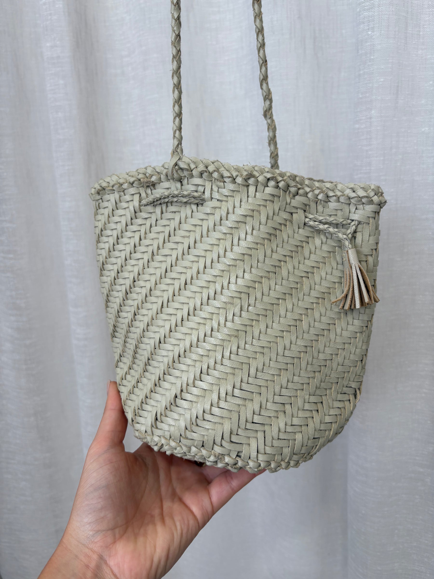 dragon diffusion Stone Woven Leather Bucket Bag