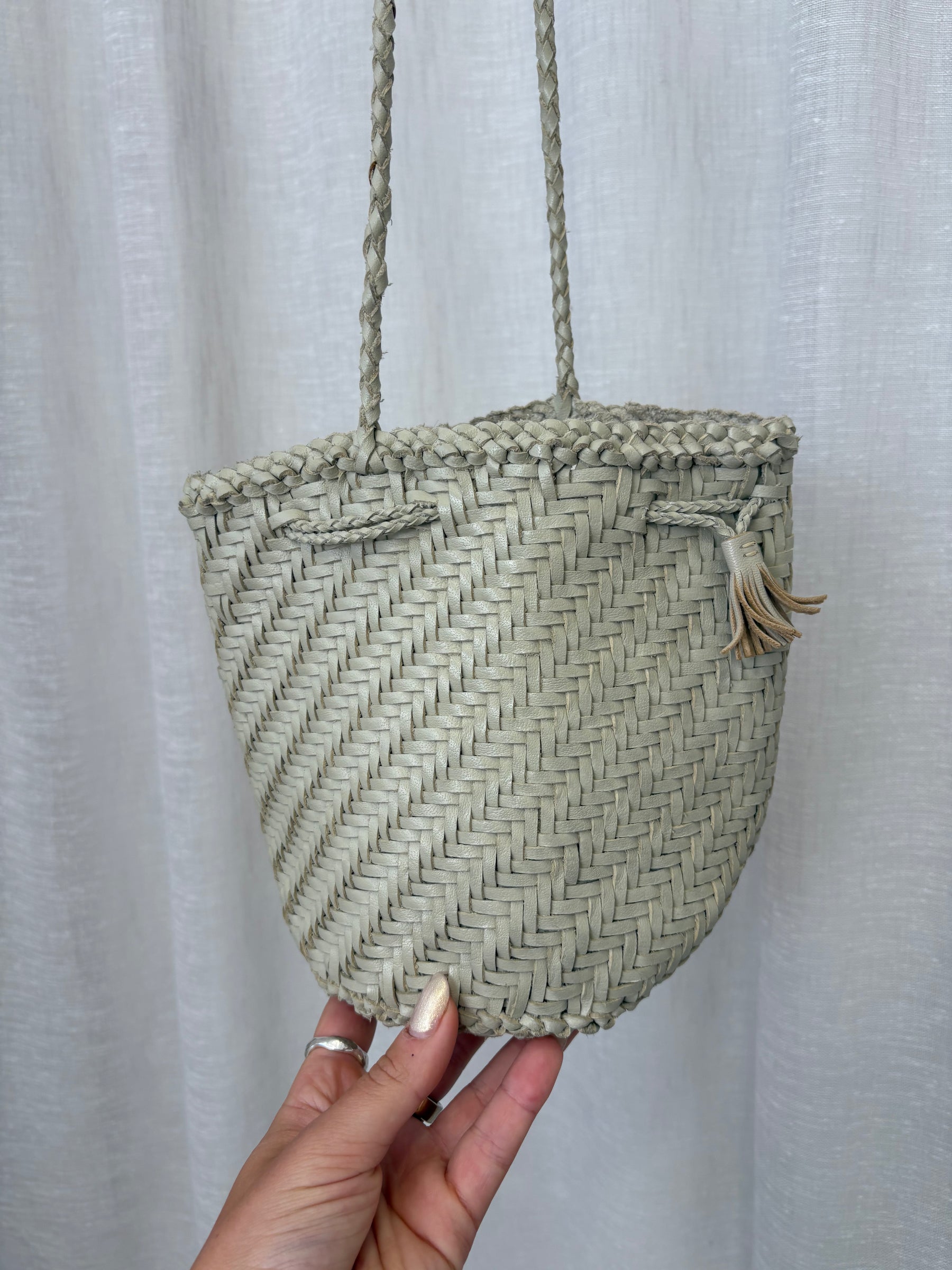 dragon diffusion Stone Woven Leather Bucket Bag