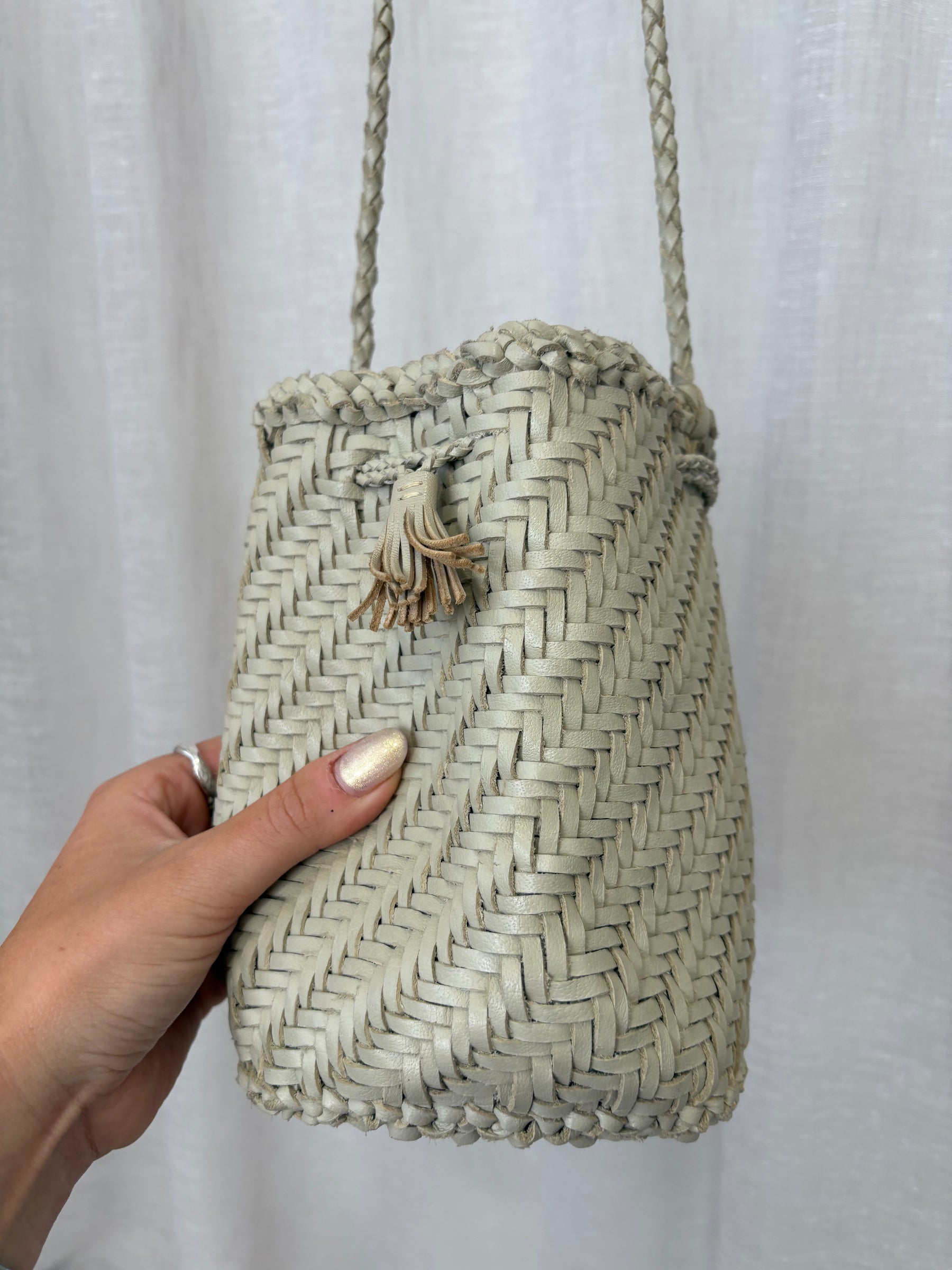 dragon diffusion Stone Woven Leather Bucket Bag