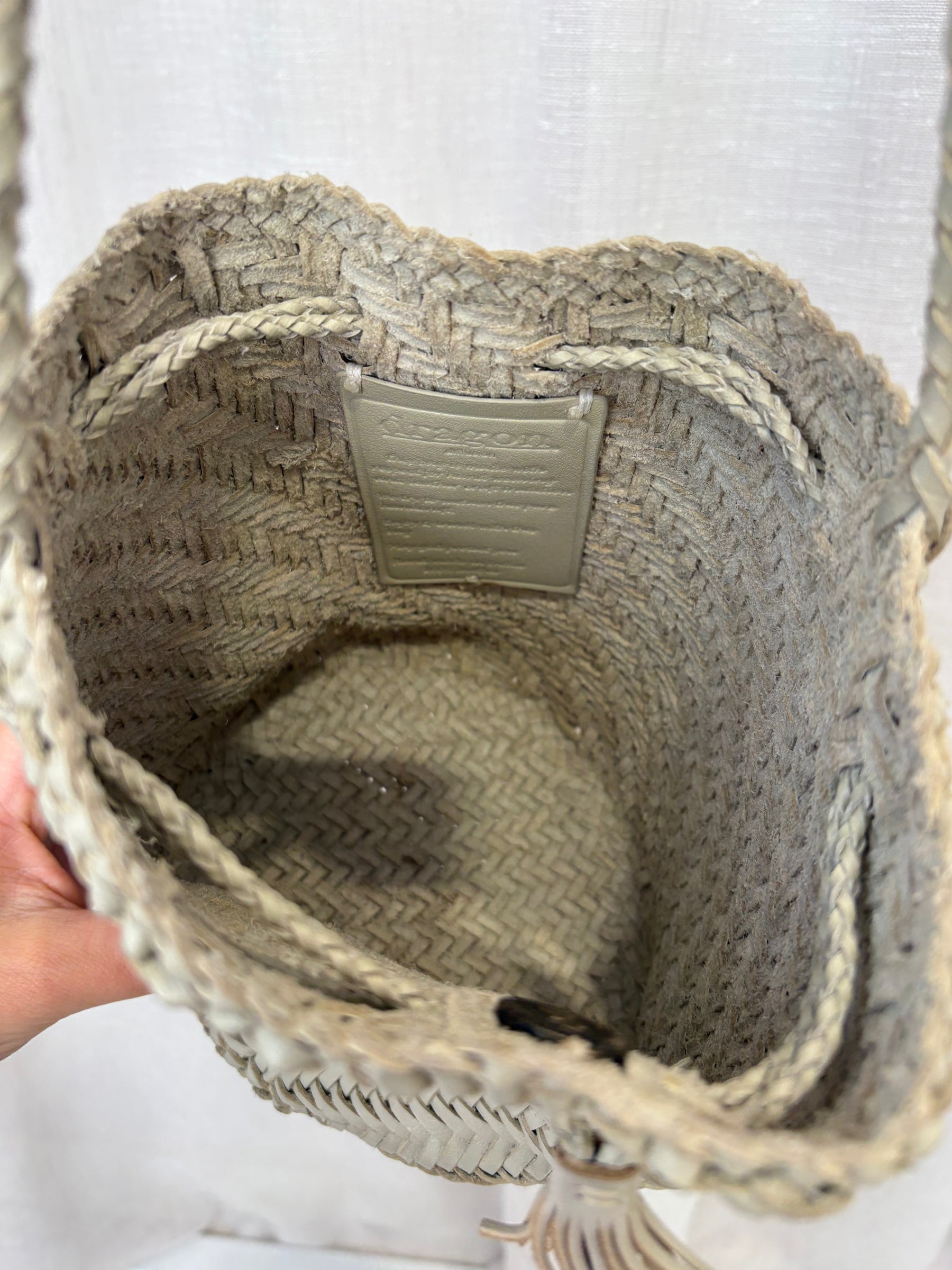 dragon diffusion Stone Woven Leather Bucket Bag