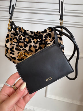 N 21 Leopard Logo Drawstring Pouch Bag