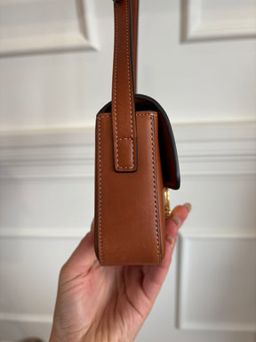 Celine Tan Leather Claude Triomphe Shoulder Bag