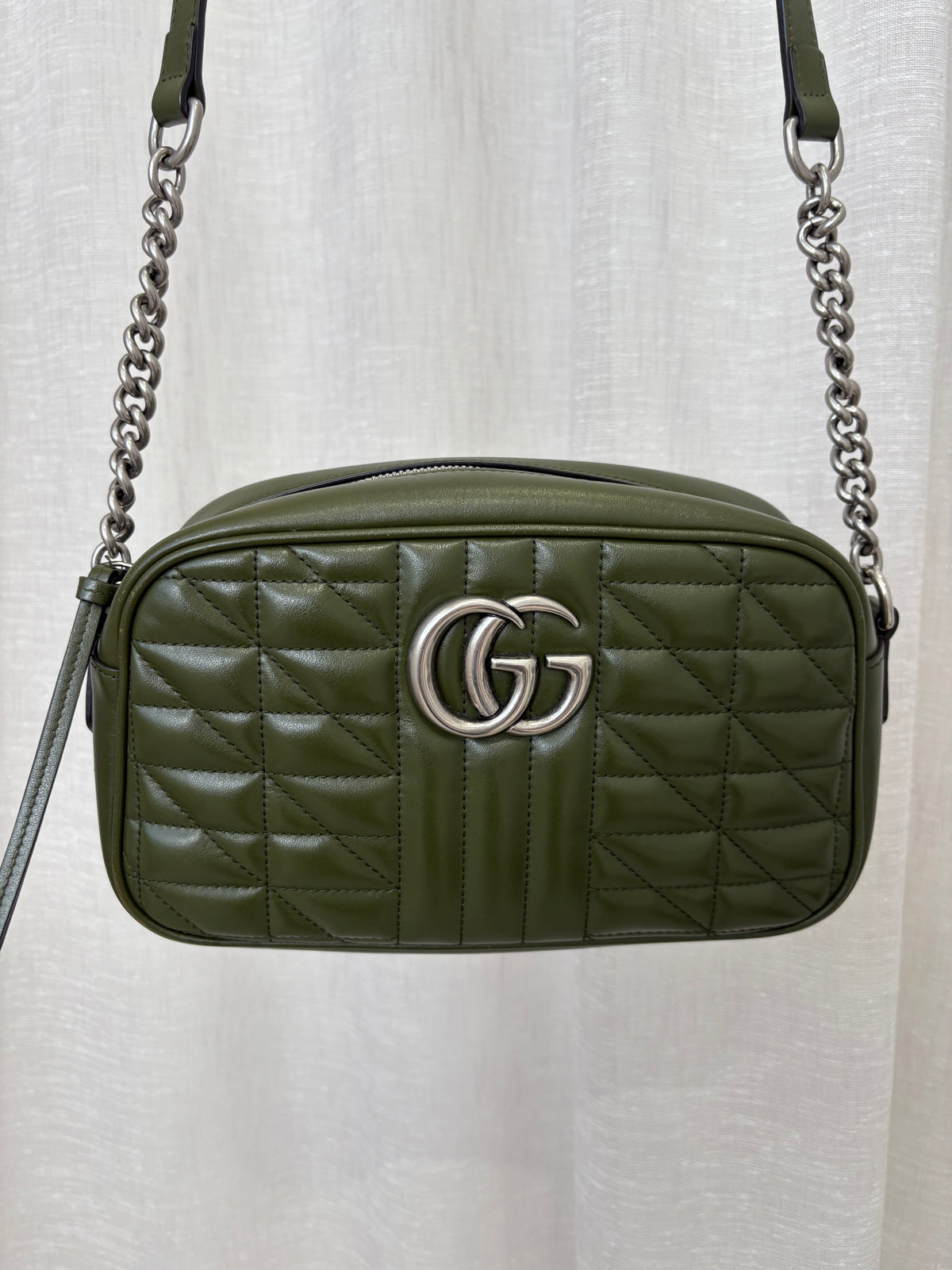 Gucci Khaki Quilted Marmont Camera Bag