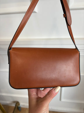 Celine Tan Leather Claude Triomphe Shoulder Bag