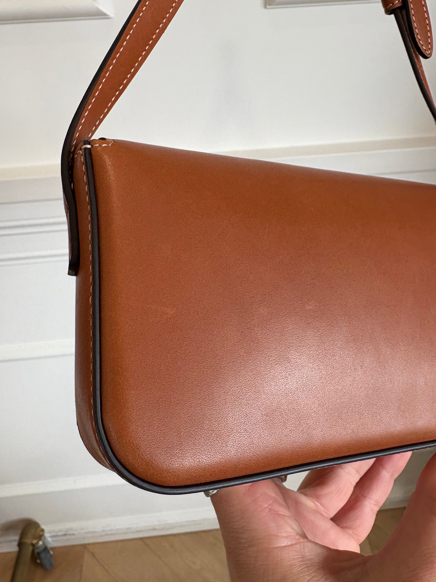 Celine Tan Leather Claude Triomphe Shoulder Bag