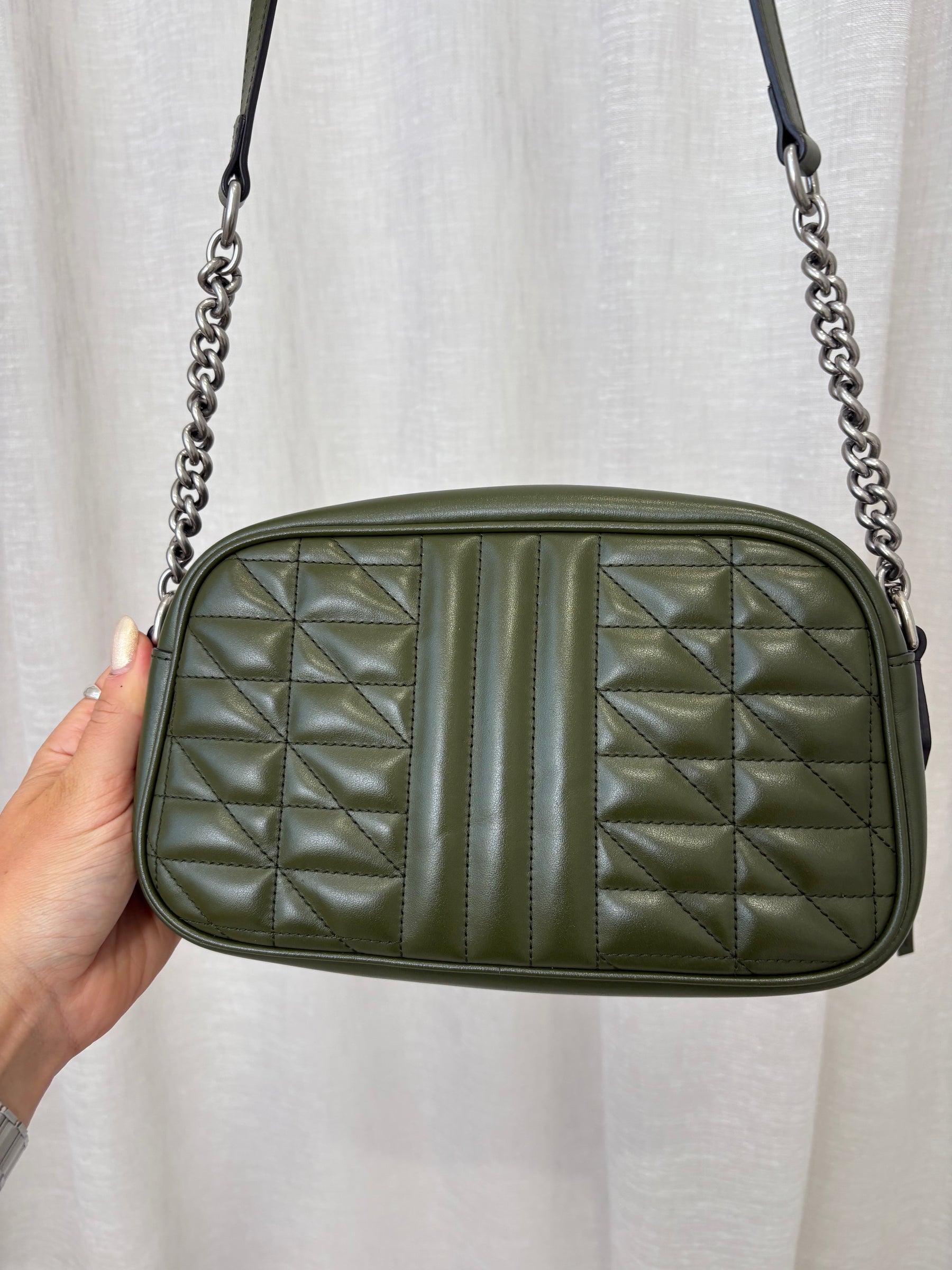 Gucci Khaki Quilted Marmont Camera Bag