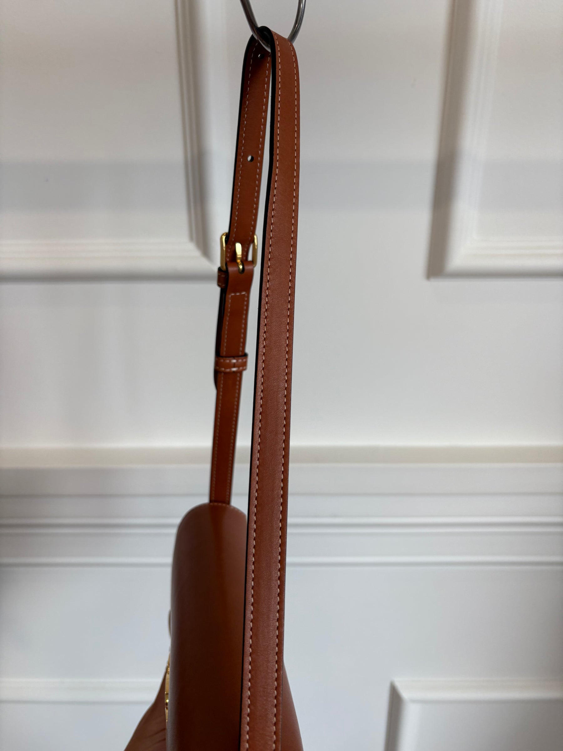 Celine Tan Leather Claude Triomphe Shoulder Bag