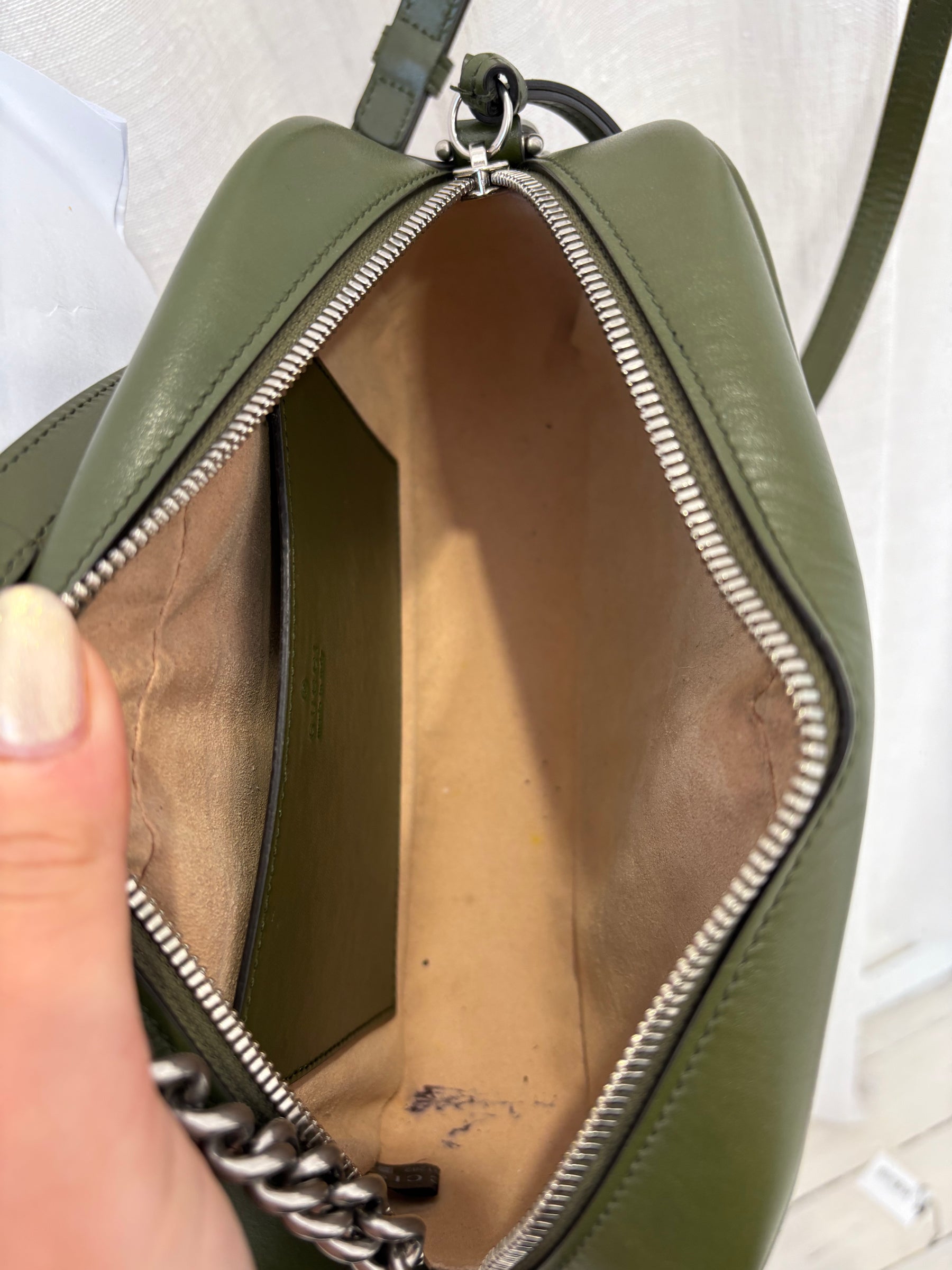 Gucci Khaki Quilted Marmont Camera Bag