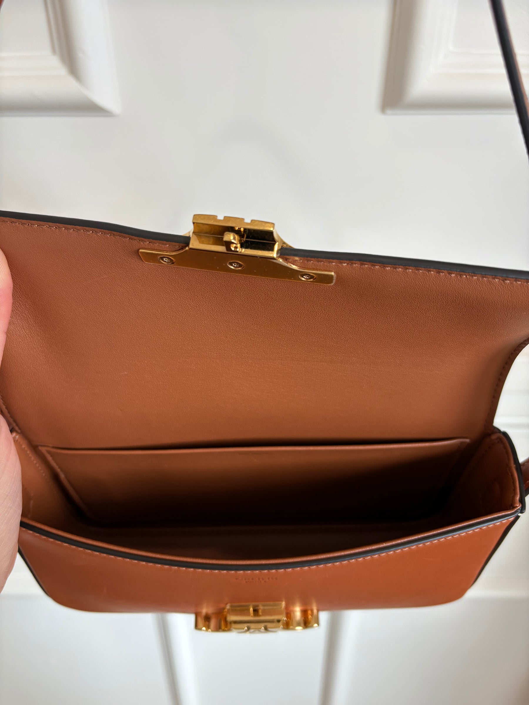 Celine Tan Leather Claude Triomphe Shoulder Bag