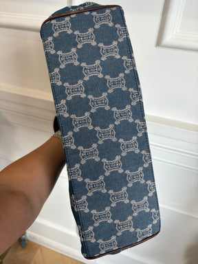 Celine Blue Denim Triomphe Logo Macadam Tote Bag