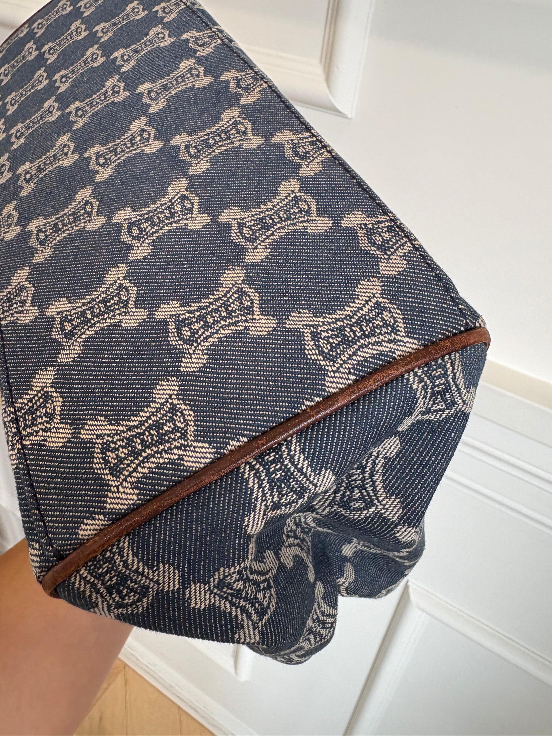 Celine Blue Denim Triomphe Logo Macadam Tote Bag