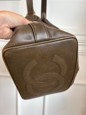 Chanel Chocolate Brown Grained Leather Bucket Bag