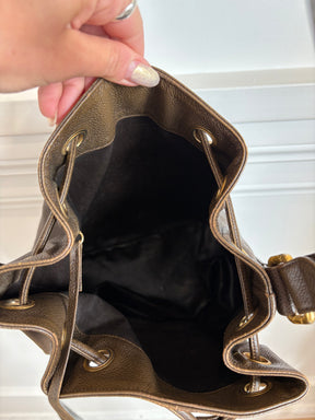 Chanel Chocolate Brown Grained Leather Bucket Bag