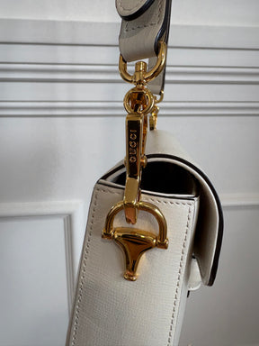 Gucci White Horsebit 1955 Medium Shoulder Bag