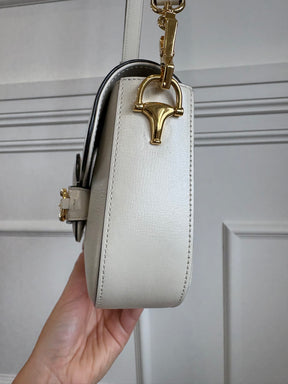 Gucci White Horsebit 1955 Medium Shoulder Bag