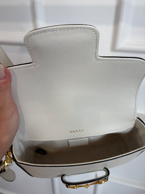Gucci White Horsebit 1955 Medium Shoulder Bag