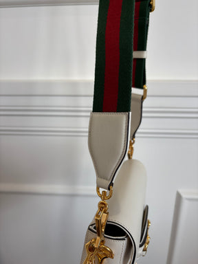 Gucci White Horsebit 1955 Medium Shoulder Bag