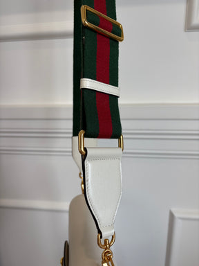 Gucci White Horsebit 1955 Medium Shoulder Bag