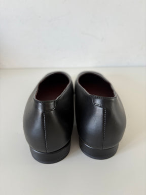 Chanel Uniform Black Leather Ballet Flats, 38