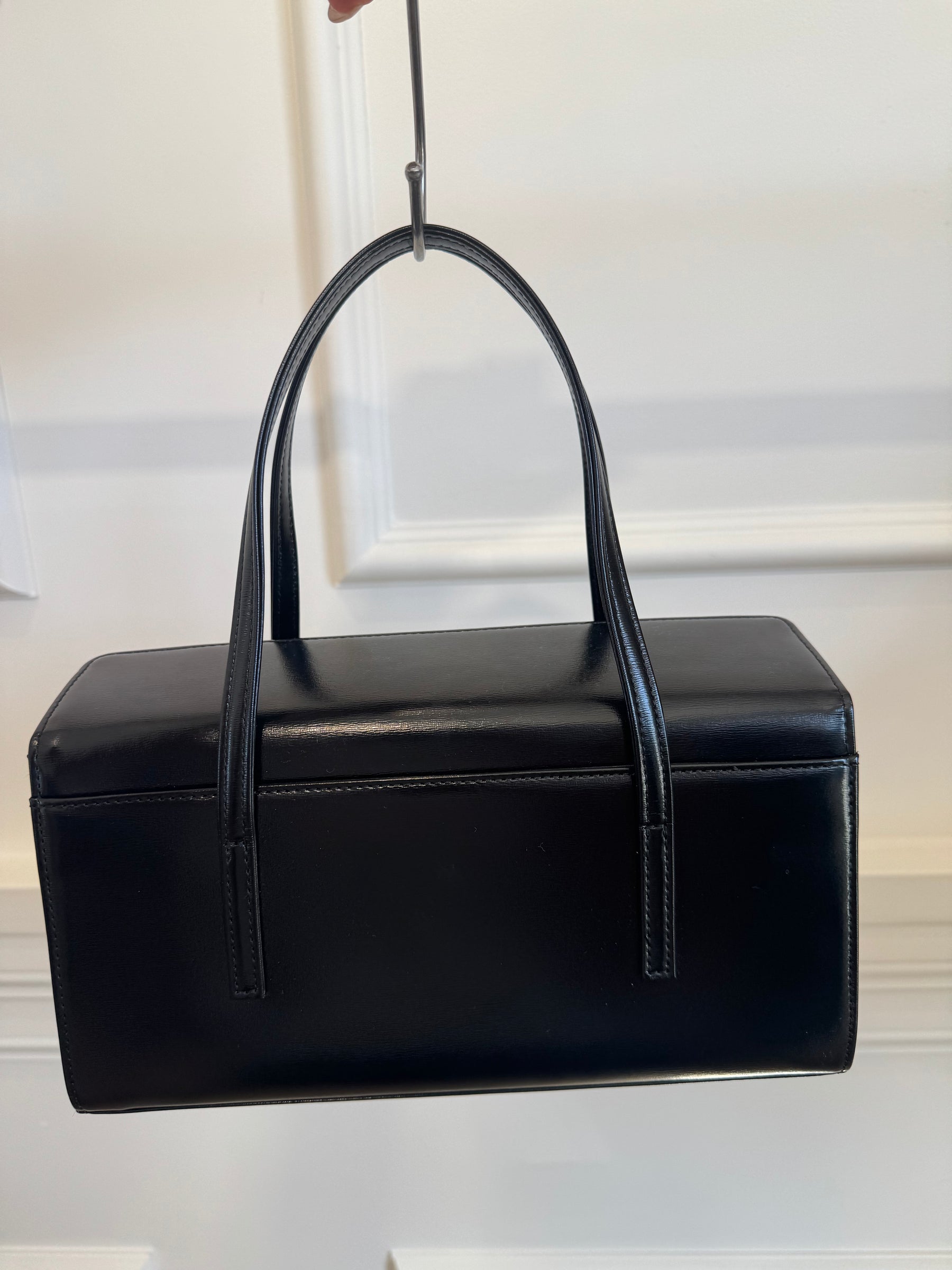 Givenchy Black Leather Top Handle Structured Bag