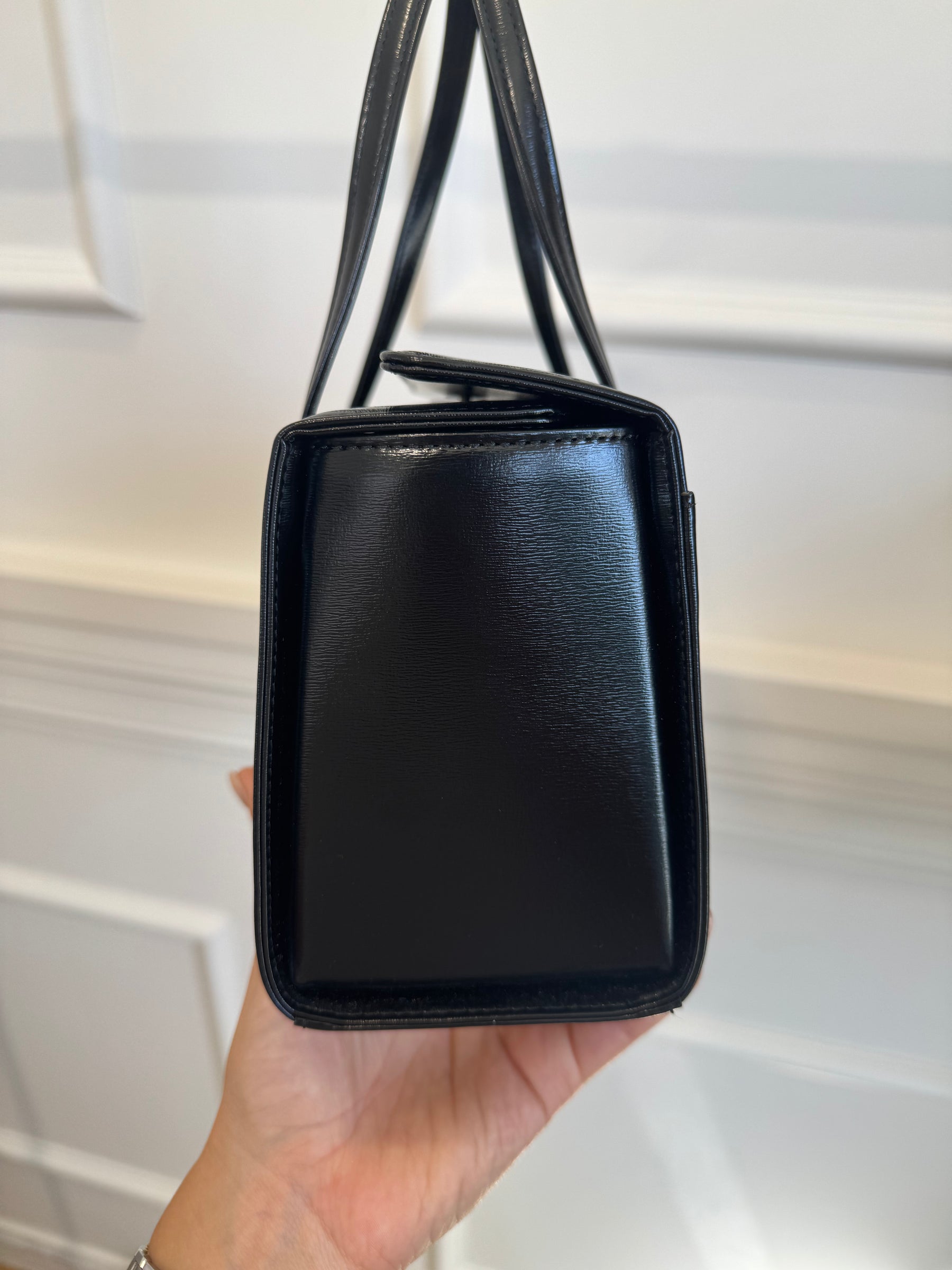 Givenchy Black Leather Top Handle Structured Bag