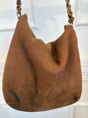 Chanel Tan Nubuck and Shearling Slouchy Flap Bag