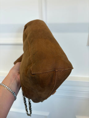 Chanel Tan Nubuck and Shearling Slouchy Flap Bag