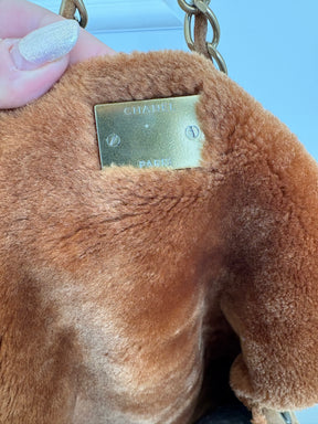 Chanel Tan Nubuck and Shearling Slouchy Flap Bag