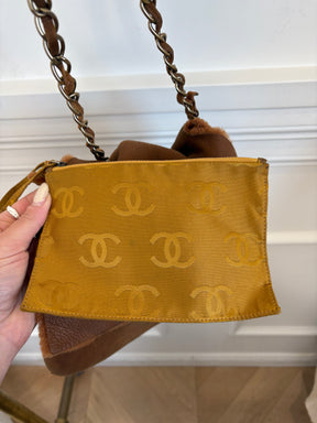 Chanel Tan Nubuck and Shearling Slouchy Flap Bag